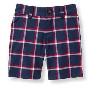 Janie and Jack boys navy plaid shorts in size 12-18m